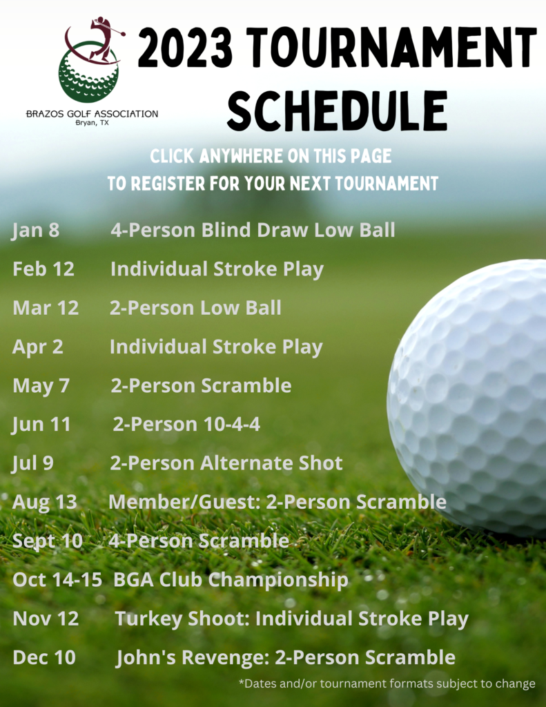 Tournament Schedule Brazos Golf Association